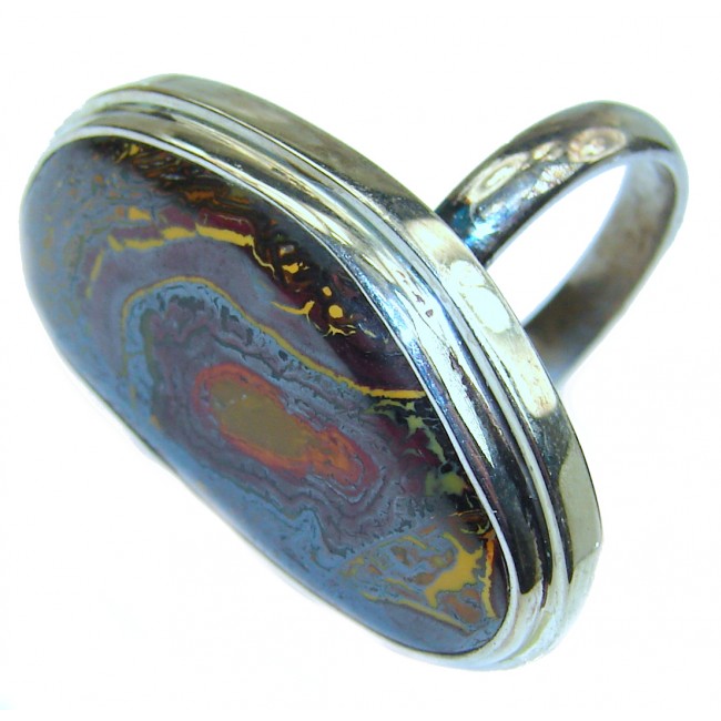 Australian Koroit Opal .925 Sterling Silver handcrafted Ring size 8 adjustable