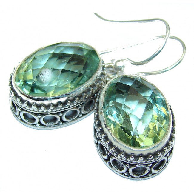 Green Amethyst .925 Sterling Silver handcrafted earrings