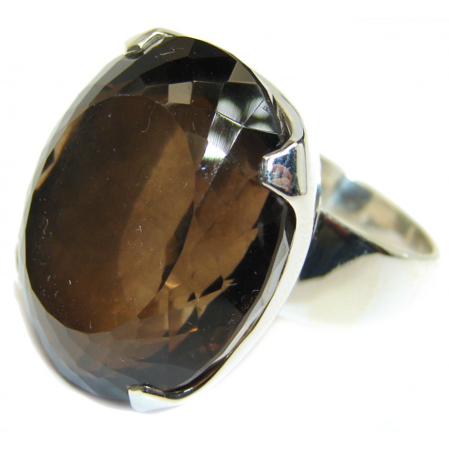 MASSIVE Authentic 85 ct Smoky Topaz .925 Sterling Silver handcrafted ring; s 10