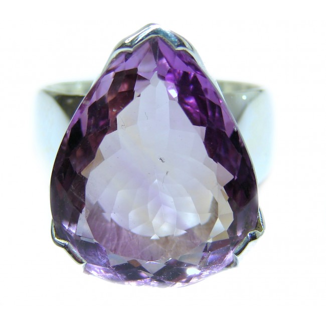 Spectacular 45 CT genuine Amethyst .925 Sterling Silver handcrafted Ring size 9