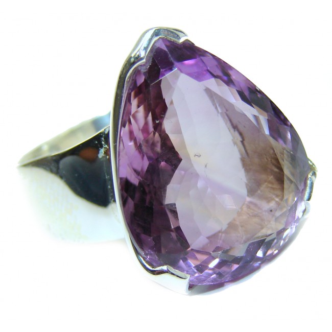 Spectacular 45 CT genuine Amethyst .925 Sterling Silver handcrafted Ring size 9