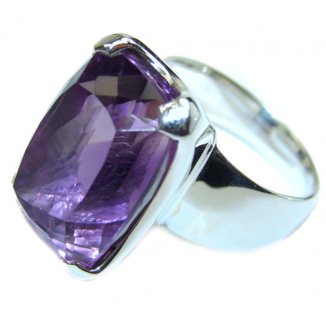 Spectacular 55 CT genuine Amethyst .925 Sterling Silver handcrafted Ring size 7