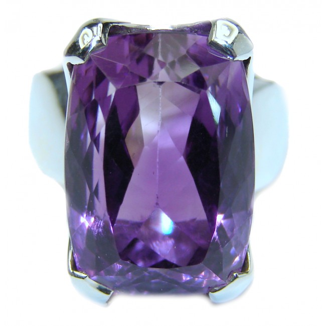 Spectacular 55 CT genuine Amethyst .925 Sterling Silver handcrafted Ring size 7