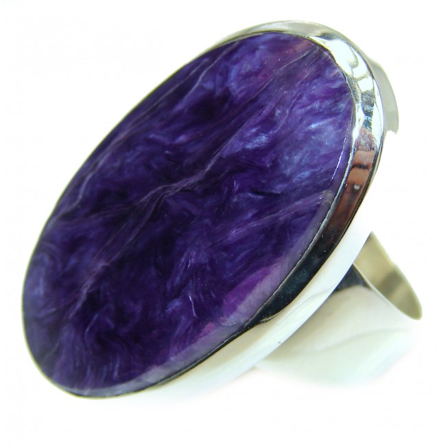 Natural Siberian Charoite .925 Sterling Silver handcrafted ring size 8