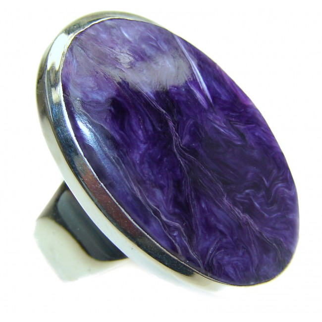 Natural Siberian Charoite .925 Sterling Silver handcrafted ring size 8