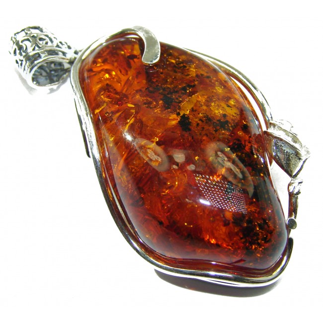 Lonely Rose Natural Baltic Amber .925 Sterling Silver handmade Pendant