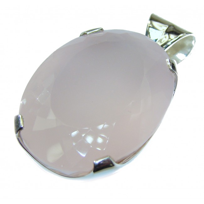 Large Oval cut 112ct Rose Quartz .925 Sterling Silver handcrafted Pendant