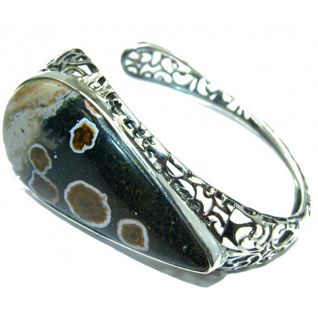 HUGE Authentic Ocean Jasper .925 Sterling Silver handcrafted Bracelet / Cuff