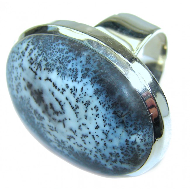 Top Quality Dendritic Agate .925 Sterling Silver hancrafted Ring s. 7
