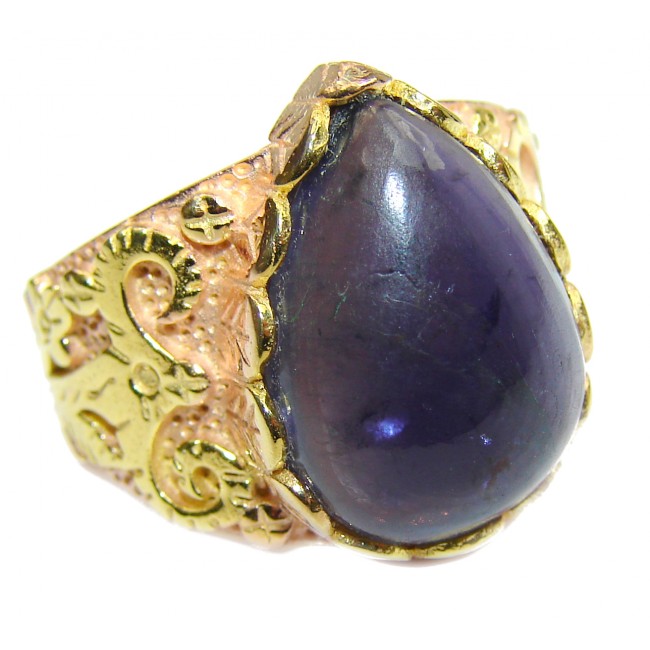 Authentic 34ct Tanzanite 18K Gold over .925 Sterling Silver handmade Ring s. 8