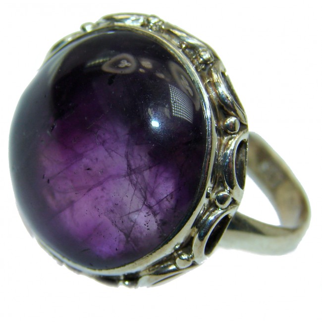 Natural Amethyst .925 Sterling Silver handmade Cocktail Ring s. 10 1/4