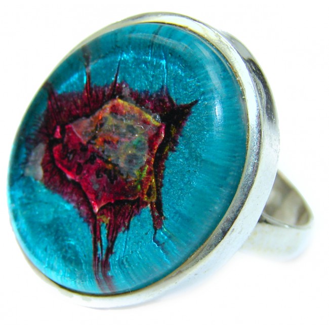Dichroic Glass .925 Sterling Silver handcrafted Ring s. 8 3/4