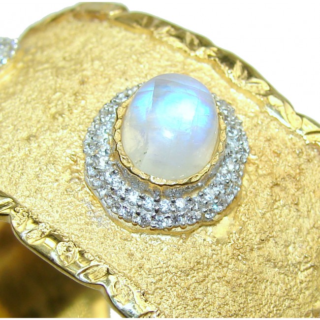 Authentic Moonstone 24K Gold over .925 Sterling Silver handcrafted Bracelet / Cuff