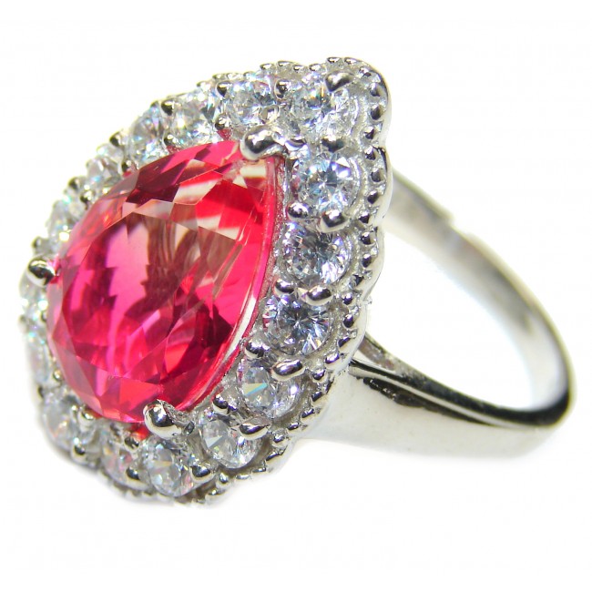 HUGE Pear cut Pink Topaz .925 Sterling Silver handcrafted Ring s. 9 1/4