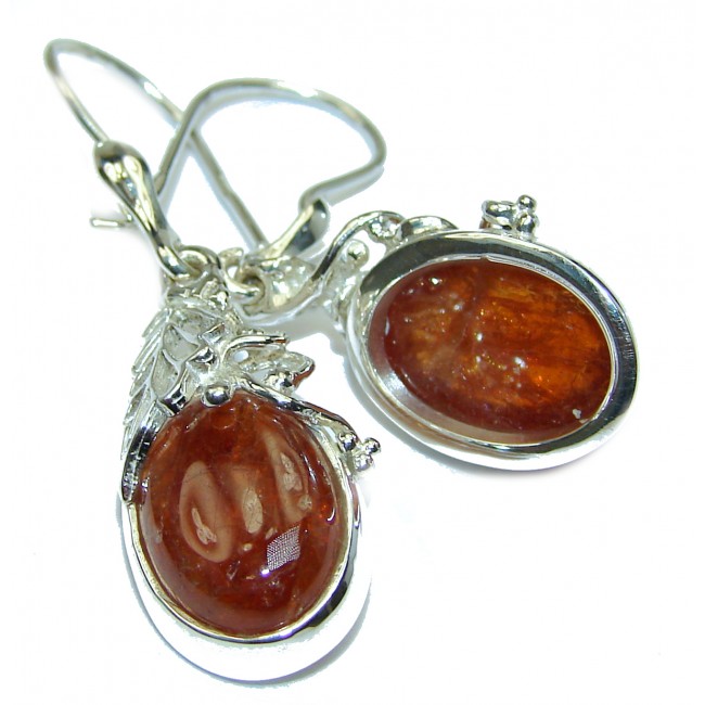 Back to Nature Authentic 65ct Hessonite Garnet .925 Sterling Silver handmade earrings
