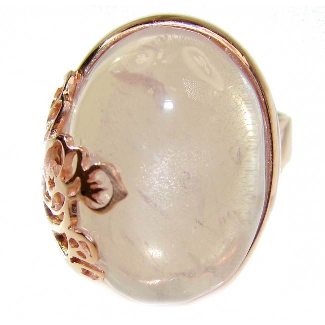 Authentic Rose Quartz 18K Gold over .925 Sterling Silver handcrafted ring s. 8 1/4