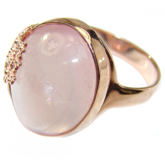 Authentic Rose Quartz 18K Gold over .925 Sterling Silver handcrafted ring s. 8