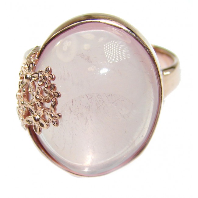Authentic Rose Quartz 18K Gold over .925 Sterling Silver handcrafted ring s. 8