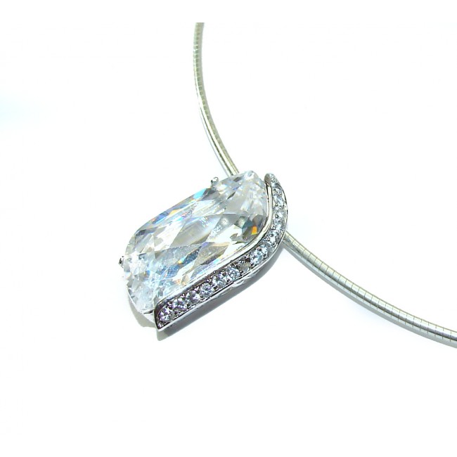 Huge Victorian White Topaz .925 Sterling Silver necklace