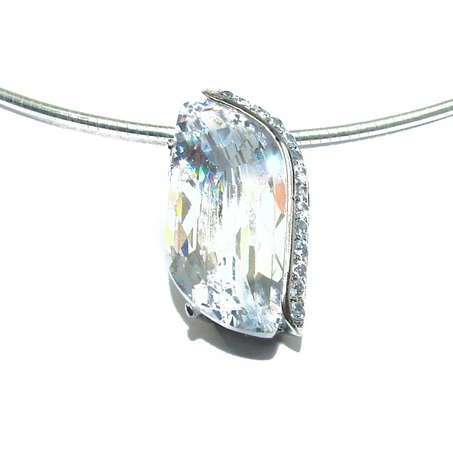 Huge Victorian White Topaz .925 Sterling Silver necklace