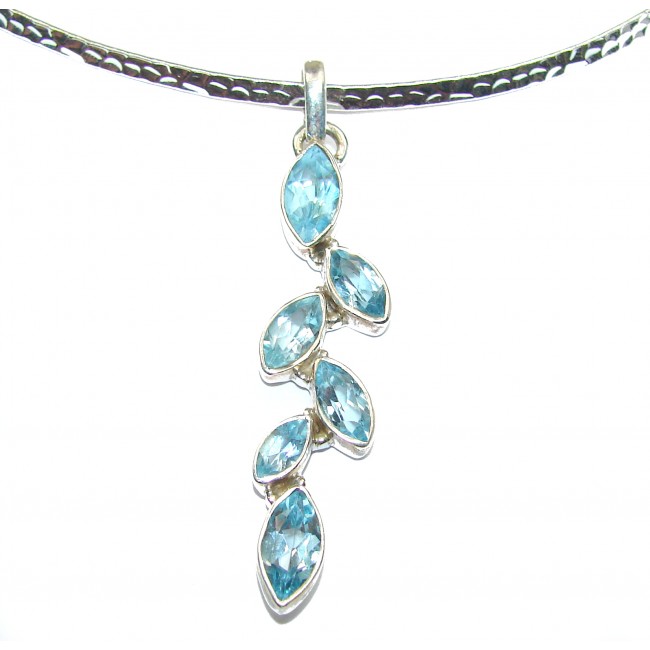 Swiss Blue Topaz .925 Sterling Silver handcrafted necklace