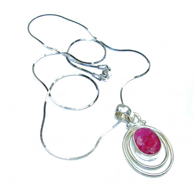 Great Ruby .925 Sterling Silver handmade Necklace