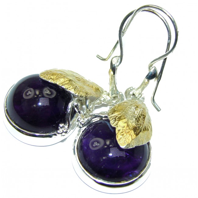 Authentic pure Perfection Amethyst 18k Gold over .925 Sterling Silver handmade earrings