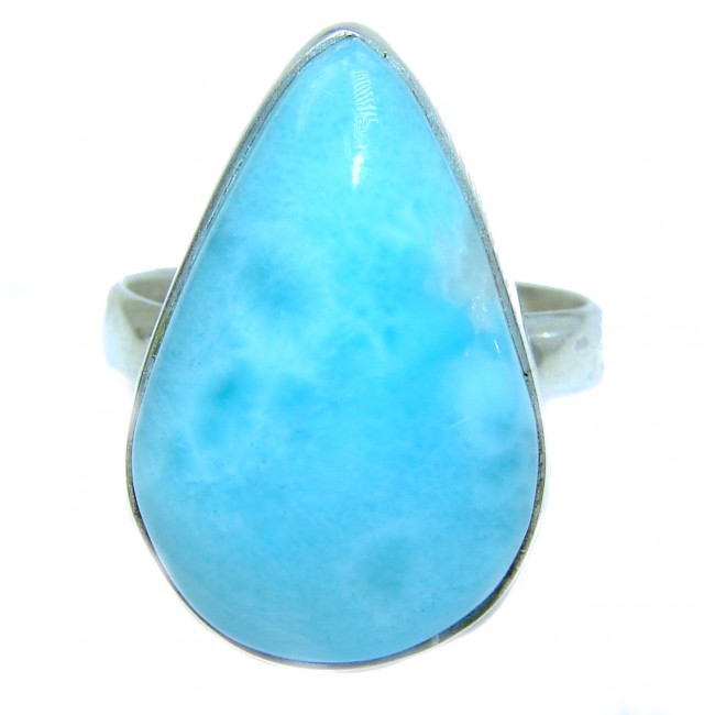 Sublime Natural Larimar .925 Sterling Silver handcrafted Ring s. 8 1/2