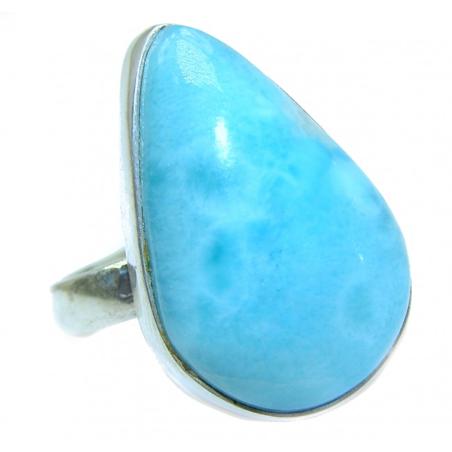 Sublime Natural Larimar .925 Sterling Silver handcrafted Ring s. 8 1/2