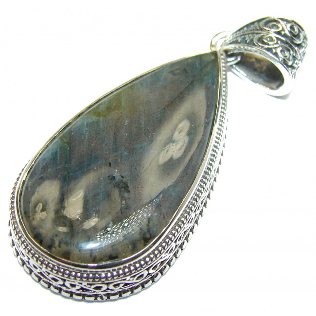 Incredible Fire Labradorite .925 Sterling Silver handmade Pendant