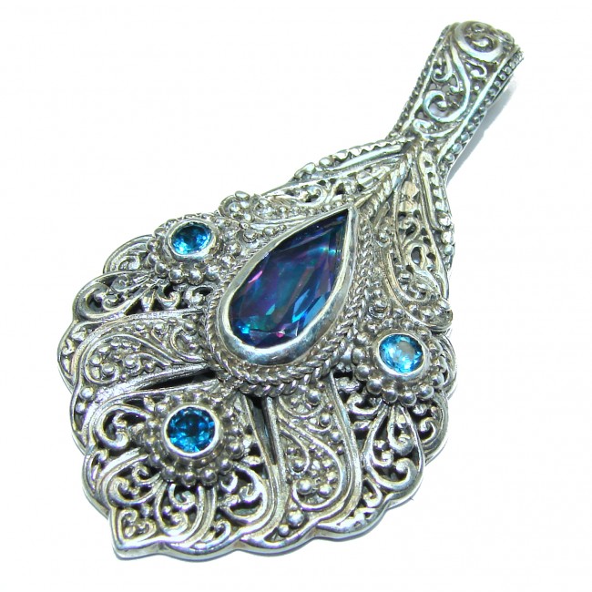 Absolutely Spectacular London Blue Topaz .925 Sterling Silver handcrafted Pendant