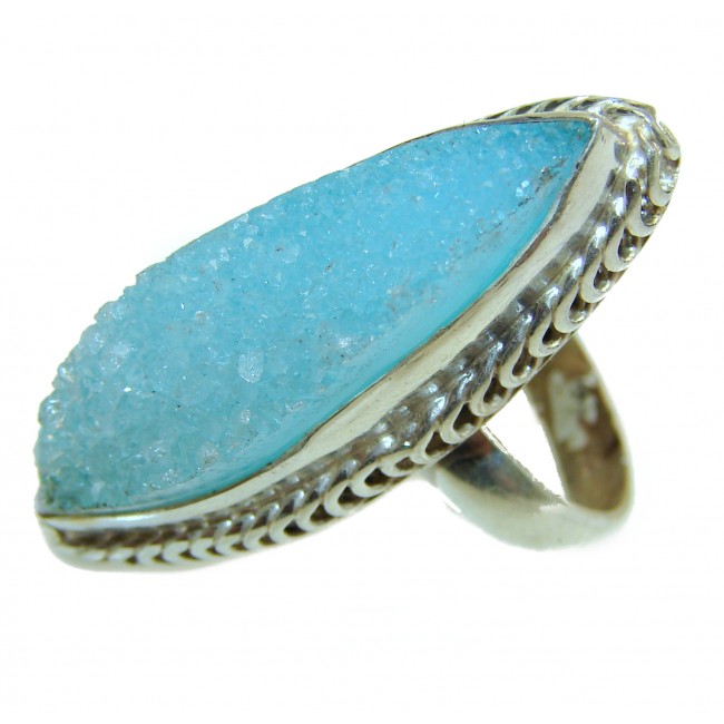 Exotic Druzy Agate Sterling Silver Ring s. 8 1/4