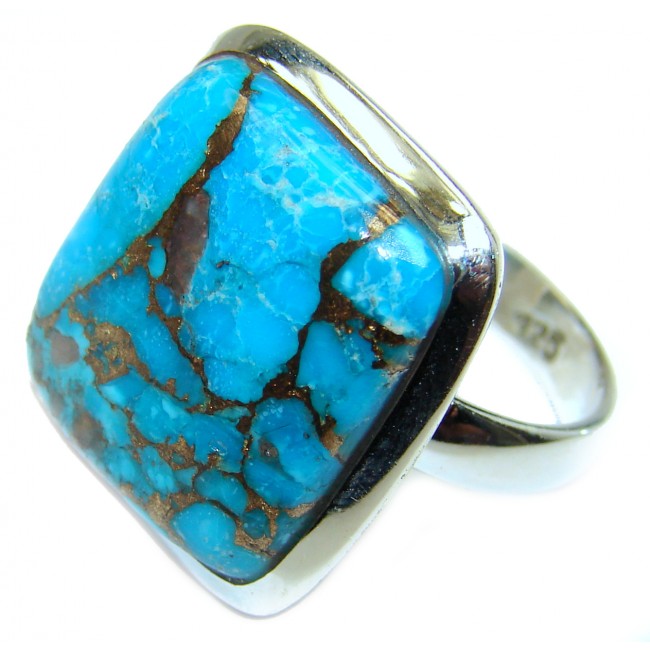 Copper Turquoise .925 Sterling Silver ring; s. 8