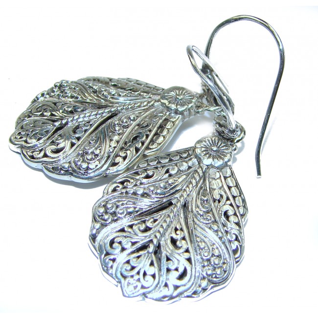 LARGE Bali Design .925 Sterling Silver handcrafted Earrings