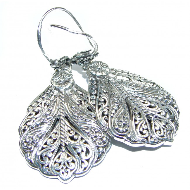 LARGE Bali Design .925 Sterling Silver handcrafted Earrings