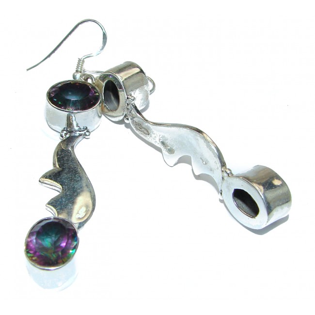 LONG Rainbow Magic Topaz .925 Sterling Silver handmade earrings