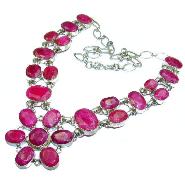Incredible Ruby .925 Sterling Silver handmade Statement Necklace