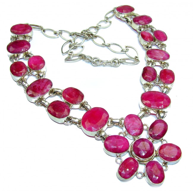 Incredible Ruby .925 Sterling Silver handmade Statement Necklace
