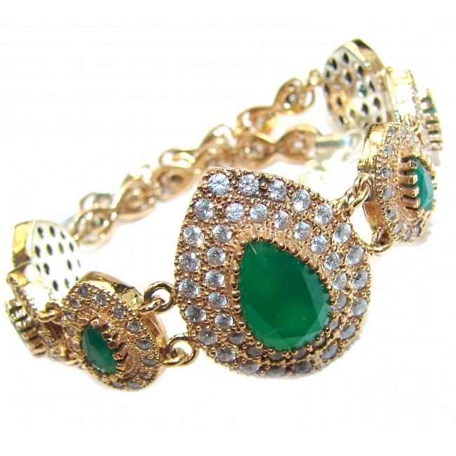 Created Emerald 14K Rose Gold over .925 Sterling Silver handcrafted Bracelet