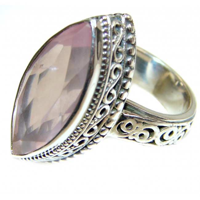 Authentic Rose Quartz .925 Sterling Silver handcrafted ring s. 6