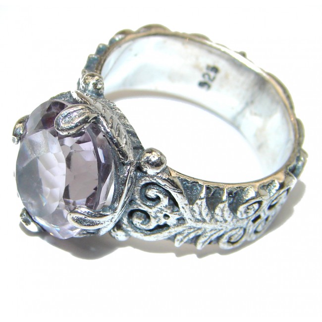 Spectacular genuine Pink Amethyst .925 Sterling Silver handcrafted Ring size 6