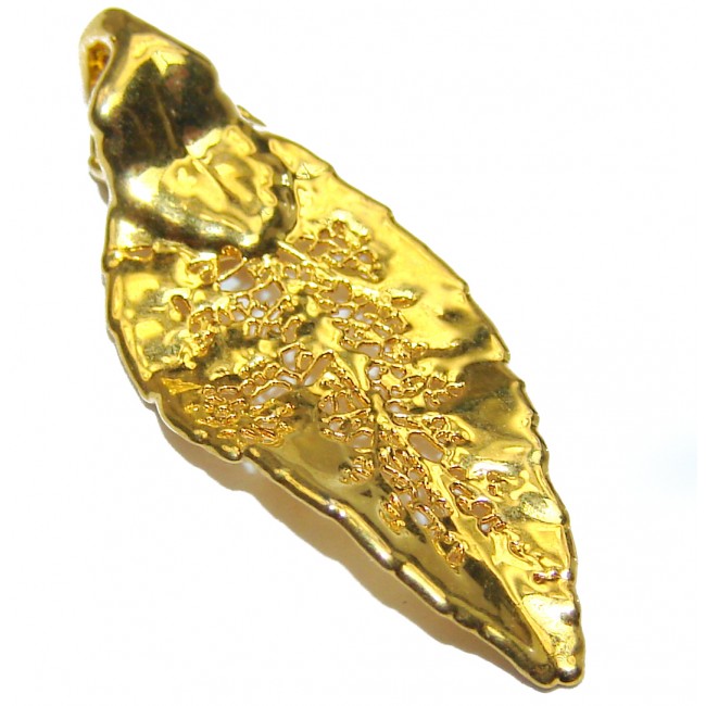 Stylish Deeped In GOLD Leaves Sterling Silver Pendant