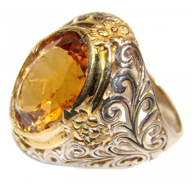 Exotic Golden Topaz Gold over .925 Sterling Silver handcrafted Ring s. 7