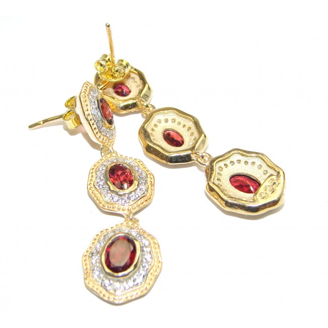 Authentic 7.5ctw Garnet Gold over .925 Sterling Silver handmade earrings