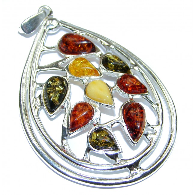 OUTSTANDING Natural Baltic Amber .925 Sterling Silver handmade Pendant
