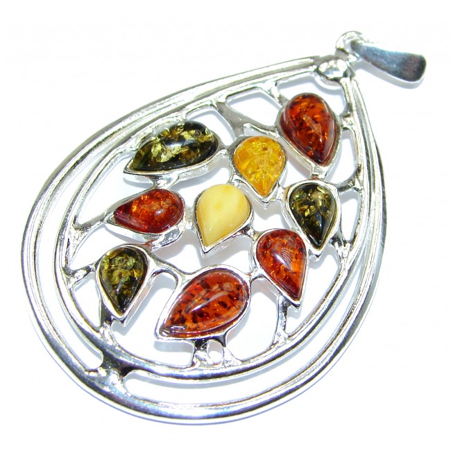 OUTSTANDING Natural Baltic Amber .925 Sterling Silver handmade Pendant