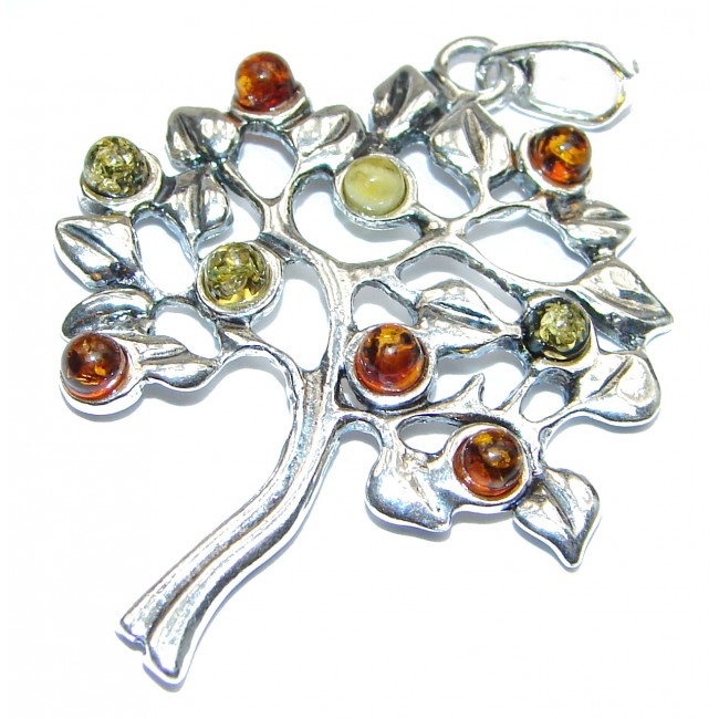 Family Tree Design Polish Amber .925 Sterling Silver handcrafted Pendant