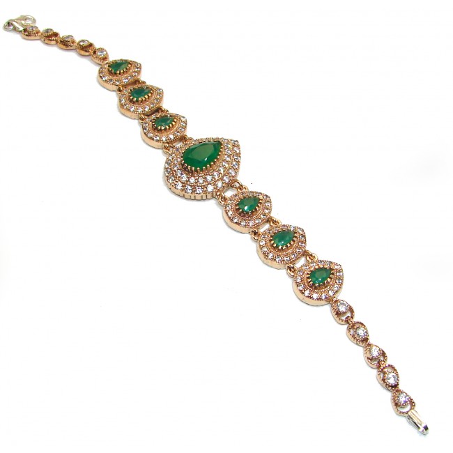 Created Emerald 14K Gold over .925 Sterling Silver handcrafted Bracelet