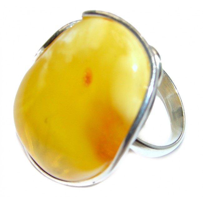 Genuine Butterscotch Baltic Amber .925 Sterling Silver handmade Ring size 8