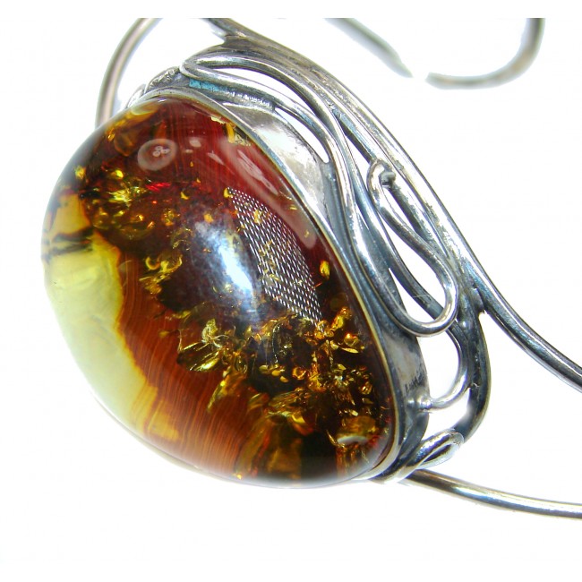 Gorgeous quality Baltic Amber .925 Sterling Silver Bracelet / Cuff
